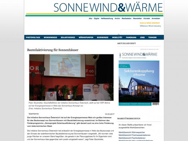 Sonnenhaus Bericht in SONNEWIND&WÄRME